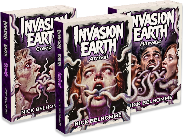 The three books in the Invasion Earth trilogy